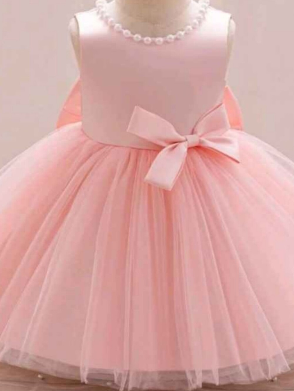 Pink Tulle Bow Flower Girl Dress